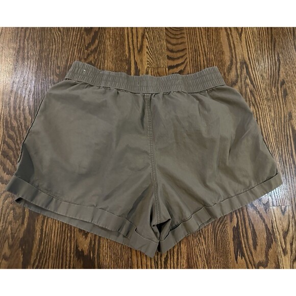 Abercrombie Women's Brown Green Khaki Cargo Shorts Elastic Waist Cotton Size L - Picture 8 of 8